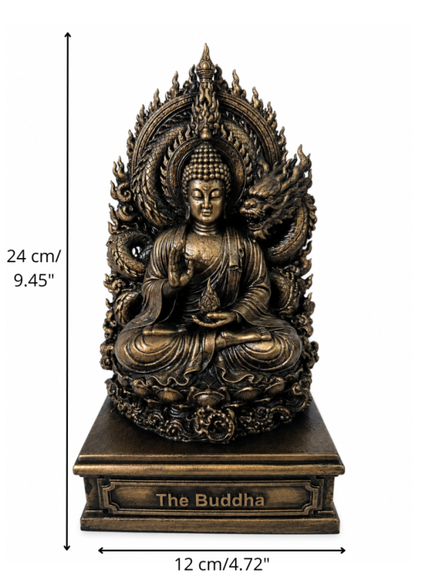 Soška Buddha bronzová mytologická – sběratelská plastika, 24 cm