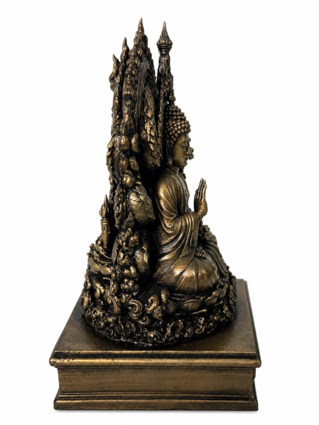 Soška Buddha bronzová mytologická – sběratelská plastika, 24 cm