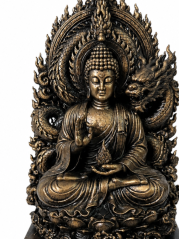 Soška Buddha bronzová mytologická – sběratelská plastika, 24 cm
