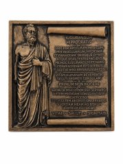 Nástěnný reliéf „Hippokratova přísaha“ 15 cm DIKOCE — lékařský reliéf, bronz, Polystone