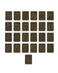 Skandinávské runy 24+1 DIKOCE — skandinávská mytologie, Vikingové, věštění, magická sada, esoterika, Polystone, bronz