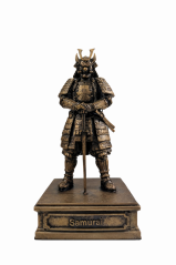 Samuraj bronzová antická — sběratelská plastika, 24 cm