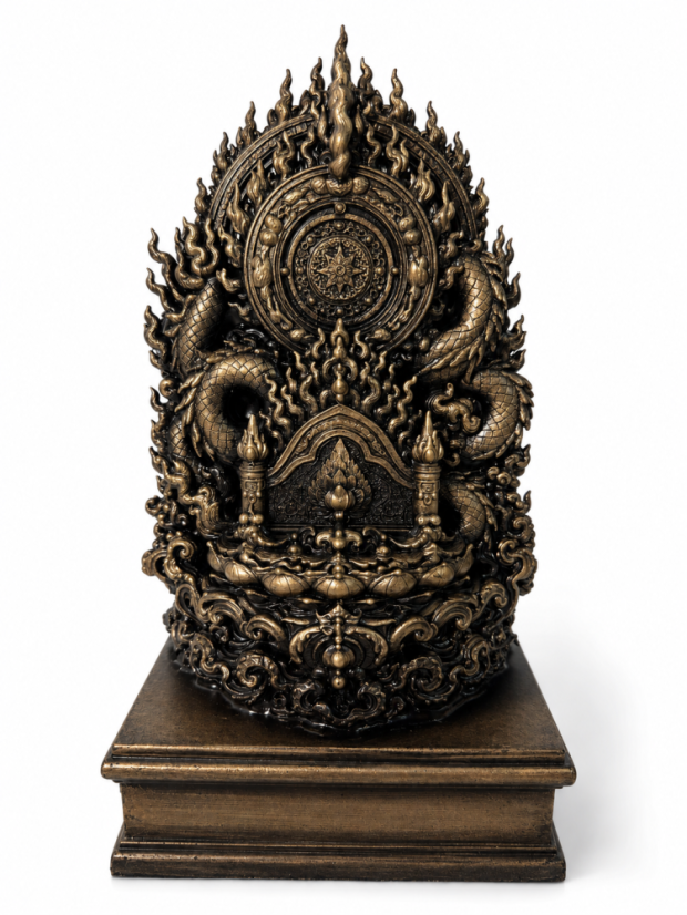 Soška Buddha bronzová mytologická – sběratelská plastika, 24 cm