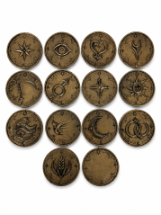 Čarodějnické runy 13+1 DIKOCE — čarodějnická magie, věštění, magická sada, esoterika, Polystone, bronz