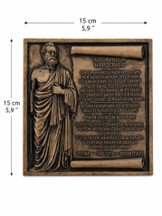 Nástěnný reliéf „Hippokratova přísaha“ 15 cm DIKOCE — lékařský reliéf, bronz, Polystone
