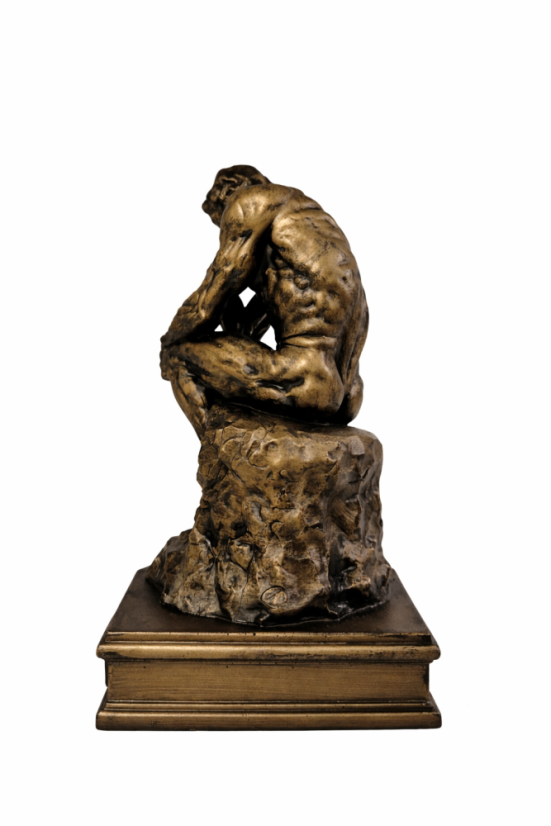 Soška Mysliteľ (The Thinker), bronzová antická – zberateľská plastika, 24 cm