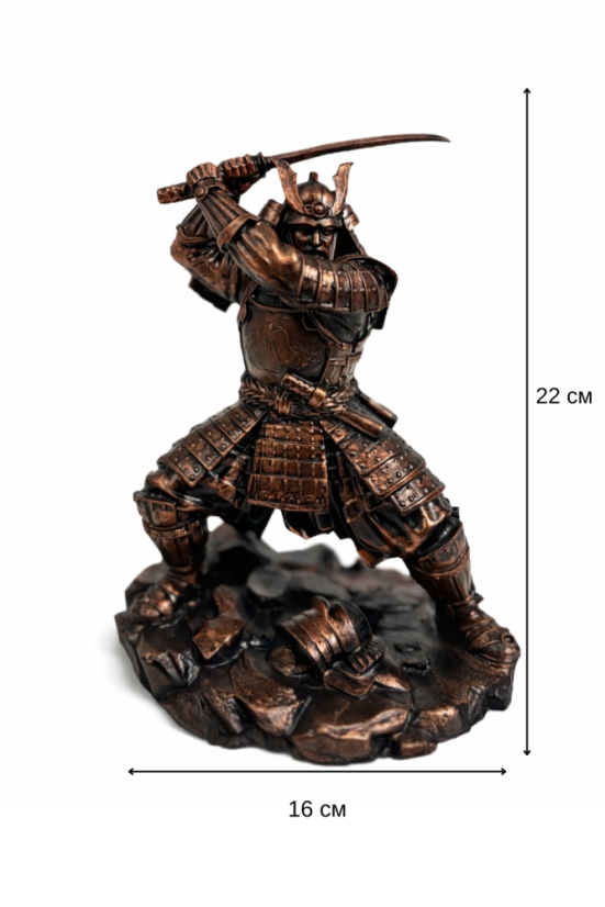 Soška Samuraj (Ancient Copper), historická – zberateľská plastika, 22 cm