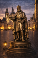 Soška Karol IV bronzová antická — zberateľská socha, 26 cm