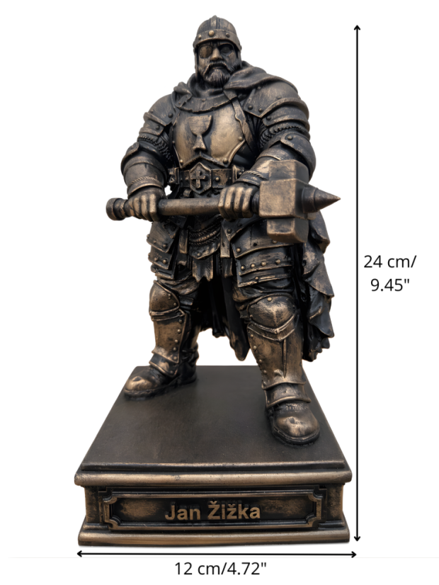 Soška Ján Žižka, bronzová historická – zberateľská plastika, 24 cm