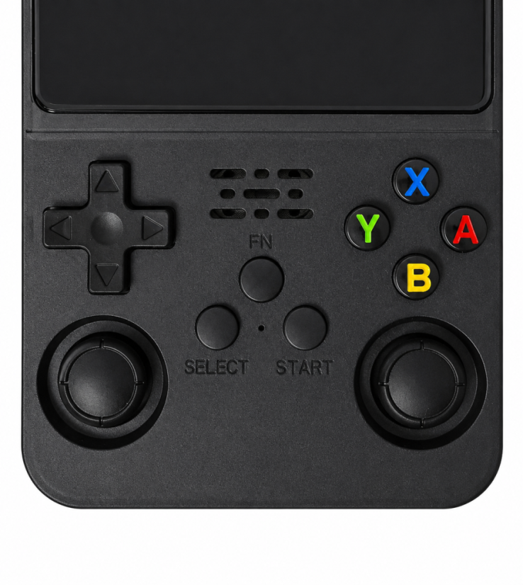 Přenosná retro herní konzole R36S Black – kapesní herní konzole s IPS displejem 3,5", 128 GB, 30 000 her