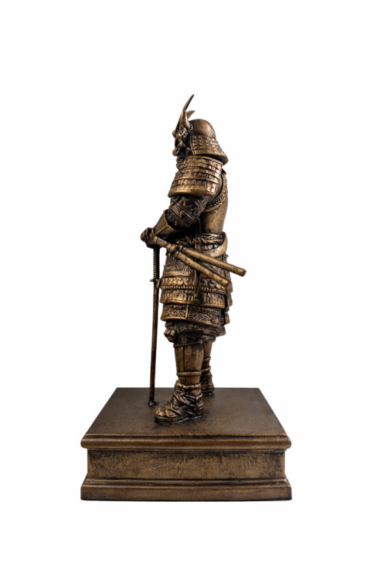 Samuraj, bronzová antika – zberateľská plastika, 24 cm