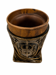 Královský keramický pohár, středověký pohár s korunou, gotická dekorace, polystone s bronzovým povrchem (200 ml)