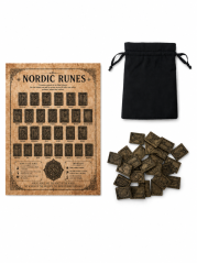 Skandinávské runy 24+1 DIKOCE — skandinávská mytologie, Vikingové, věštění, magická sada, esoterika, Polystone, bronz