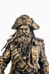 Soška Čiernobradý (Blackbeard), bronzová historická – zberateľská plastika, 24 cm