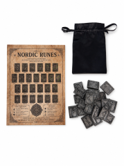 Skandinávské runy 24+1 DIKOCE — skandinávská mytologie, Vikingové, věštění, magická sada, esoterika, Polystone, stříbrné