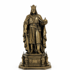 Soška Karol IV. bronzová historická — zberateľská plastika, 20 cm