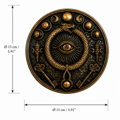 Mystické oko — dekorativní nástěnný reliéf se sakrální symbolikou, 15 cm