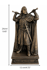 Soška Hetman bronzová historická - zberateľská plastika kozáckeho vodcu, 24 cm