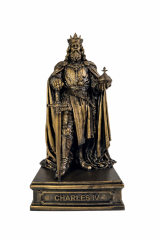 Soška Karol IV bronzová antická — zberateľská socha, 24 cm