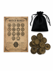 Čarodějnické runy 13+1 DIKOCE — čarodějnická magie, věštění, magická sada, esoterika, Polystone, bronz