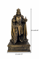 Soška Karol IV bronzová antická — zberateľská socha, 24 cm