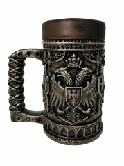 Imperiálny keramický korbeľ, stredoveký pivný krígeľ, kráľovská gotická dekorácia, polystone so strieborným povrchom (500 ml)