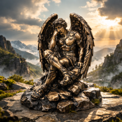 Soška Archanděl Gabriel bronzová antická — sběratelská plastika, 20 cm