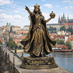 Soška Libuša bronzová historická — zberateľská plastika, 20 cm