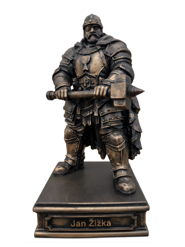 Soška Ján Žižka, bronzová historická – zberateľská plastika, 24 cm