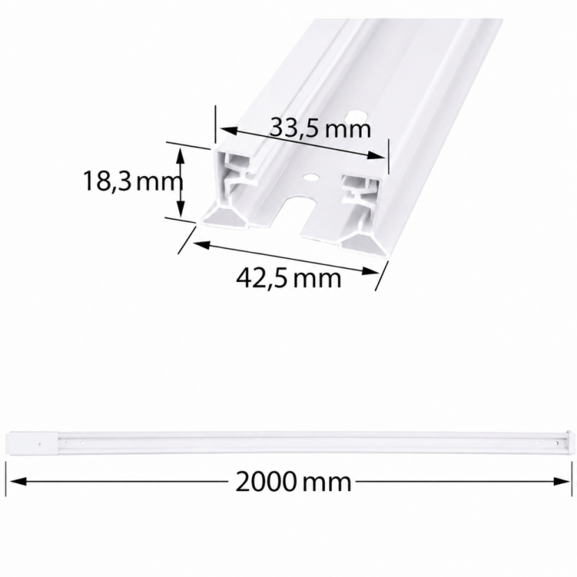 511T-TR-200 White — 1fázová kolejnička 200 cm, bílá