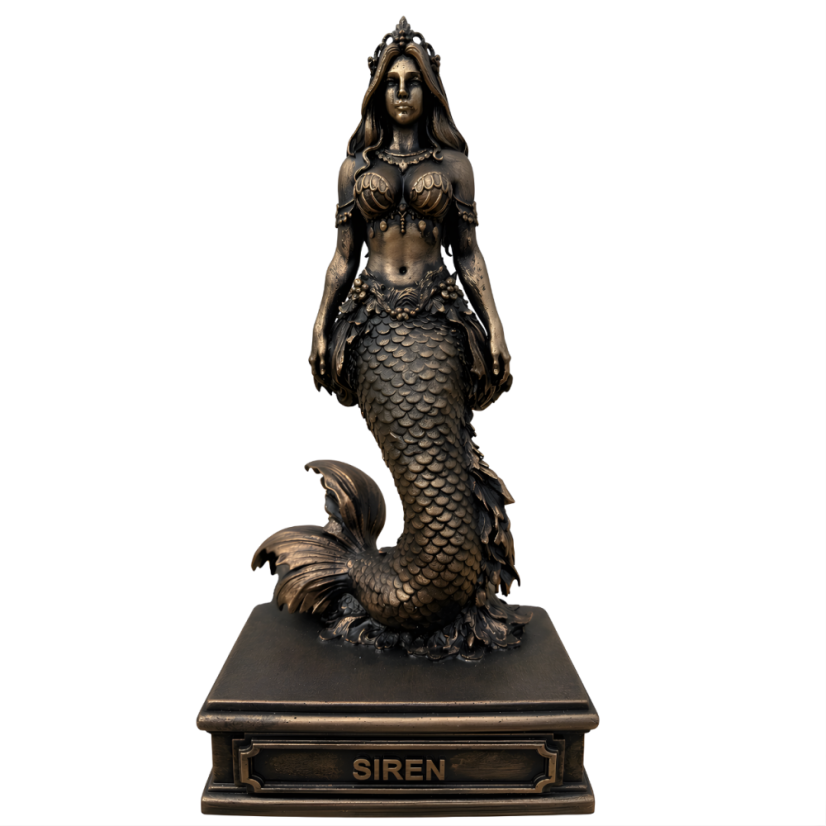 Soška Siréna, bronzová mytologická – zberateľská plastika, 24 cm