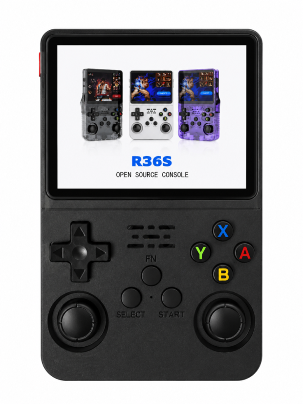 Přenosná retro herní konzole R36S Black – kapesní herní konzole s IPS displejem 3,5", 128 GB, 30 000 her
