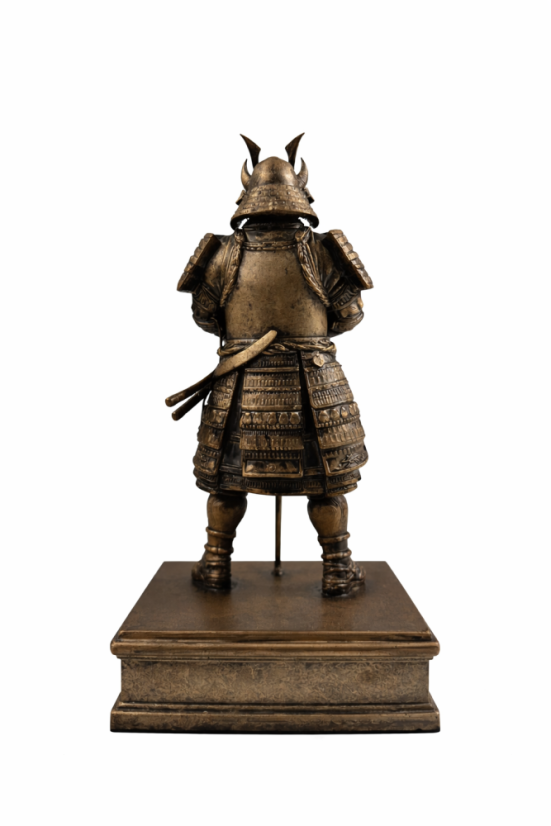 Samuraj, bronzová antika – zberateľská plastika, 24 cm