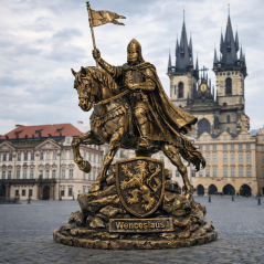 Soška Václav I. bronzová historická — zberateľská plastika, 20 cm