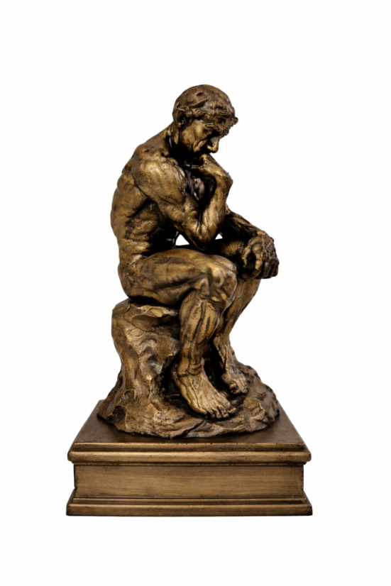 Soška Mysliteľ (The Thinker), bronzová antická – zberateľská plastika, 24 cm