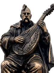 Soška Kobzar bronzová historická - zberateľská plastika, 24 cm